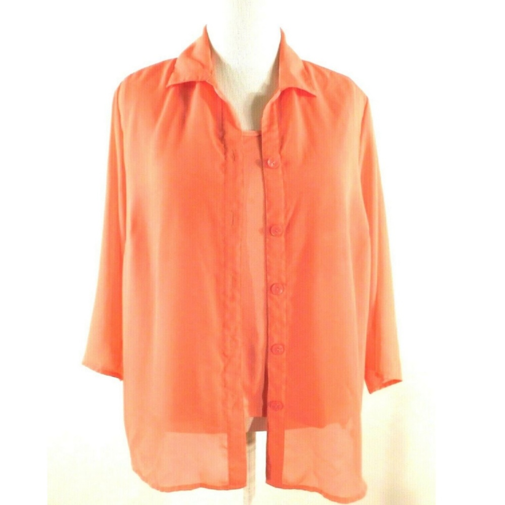 Cato Womens Shirt with Tank Top Size 14 / 16 Coral